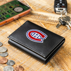 Montreal Canadiens Black Tri-Fold Embroidered Wallet w/ RFID Blocking, NHL, Home