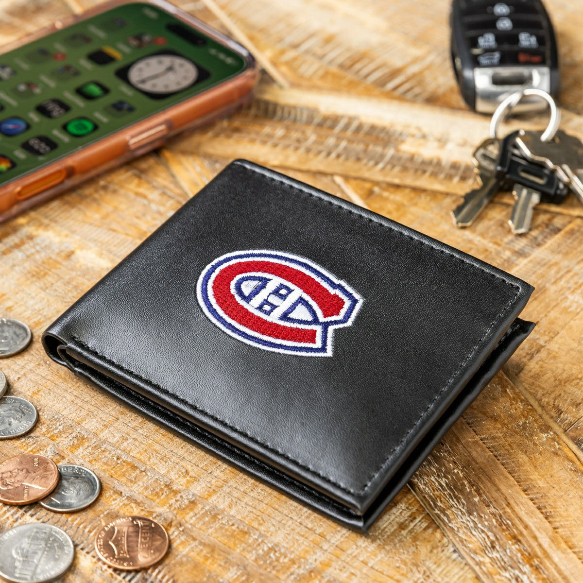 Montreal Canadiens Black Bi-Fold Embroidered Wallet w/ RFID Blocking, NHL, Home