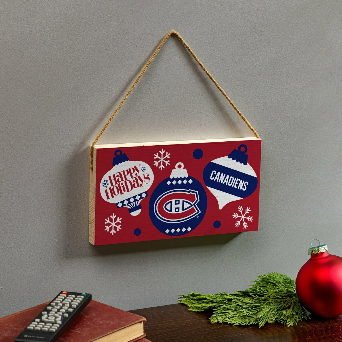 Montreal Canadiens Holiday Wood Wall Sign, 6x11, NHL, Home