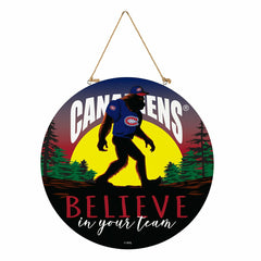 Montreal Canadiens Bigfoot Round Door Décor with Hanging Rope, 18x18, NHL, Home