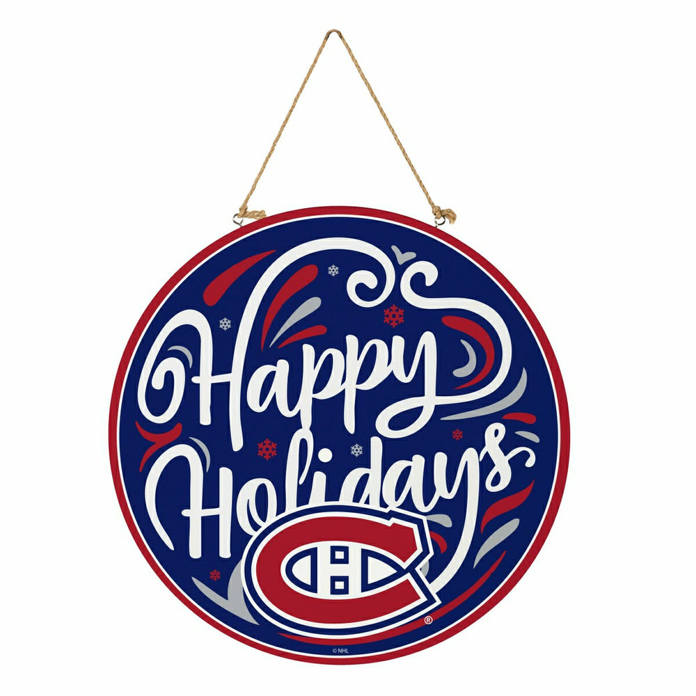 Montreal Canadiens Holiday Round Door Décor with Hanging Rope, 18x18, NHL, Home