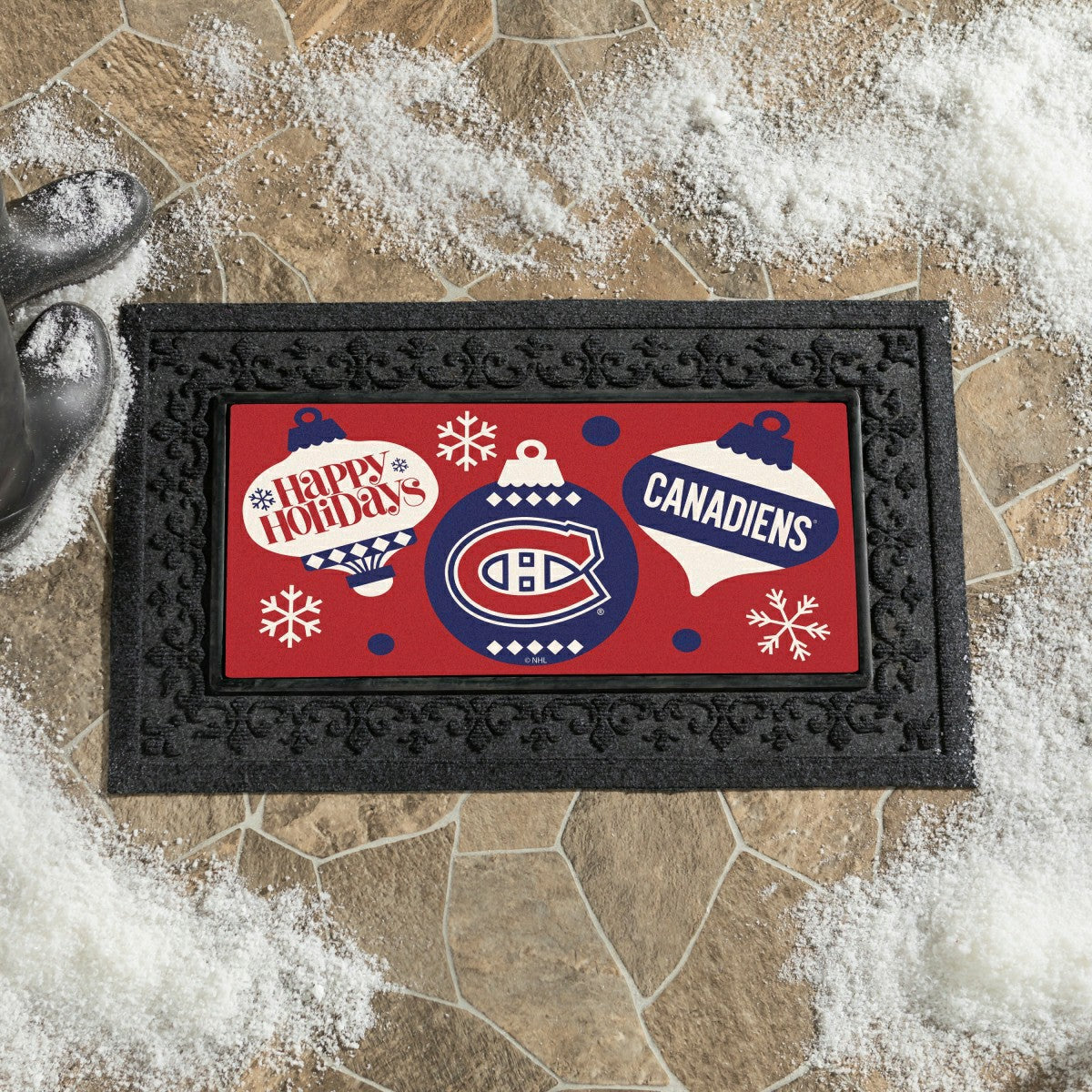 Montreal Canadiens Holiday Flocked Coir Sassafras Switch Mat, 22"x10", NHL