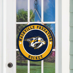 Nashville Predators Round Door Décor with Hanging Rope, 18x18, NHL, Home