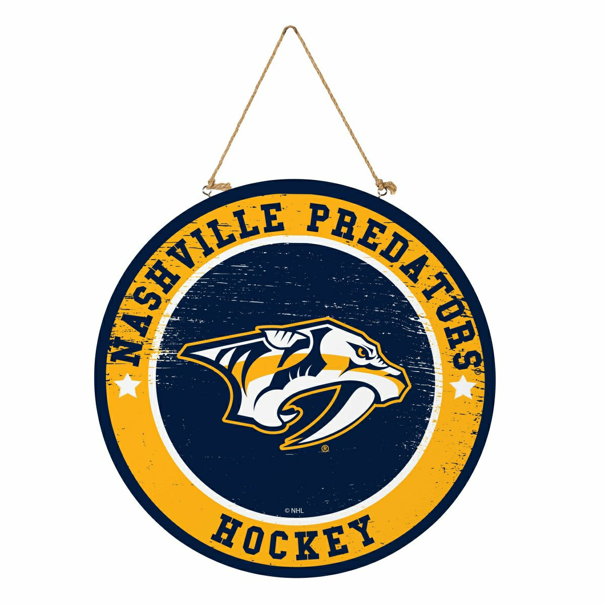 Nashville Predators Round Door Décor with Hanging Rope, 18x18, NHL, Home