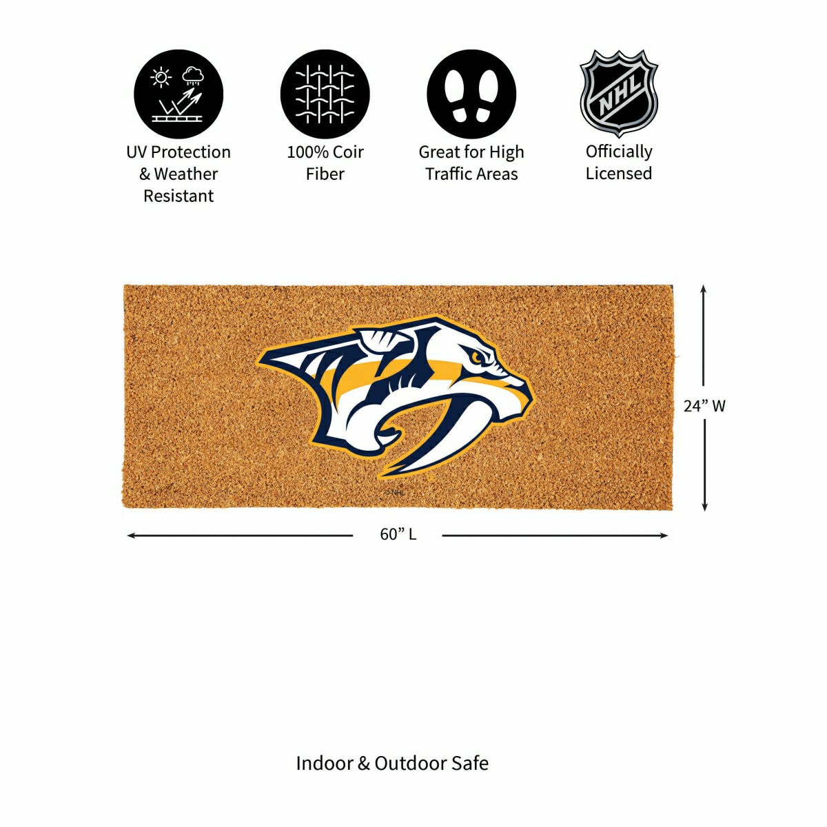 Nashville Predators Extra Large Full Color Coir Mat, 60"x24", NHL