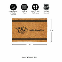 Nashville Predators Large One Color Coir Mat, 36"x24", NHL
