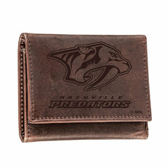 Nashville Predators, Tri-Fold Wallet, Brown, CH, 100% Genuine Leather, NHL, Home