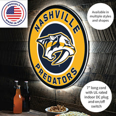 LED Wall Decor, Round, Nashville Predators, NHL, Home