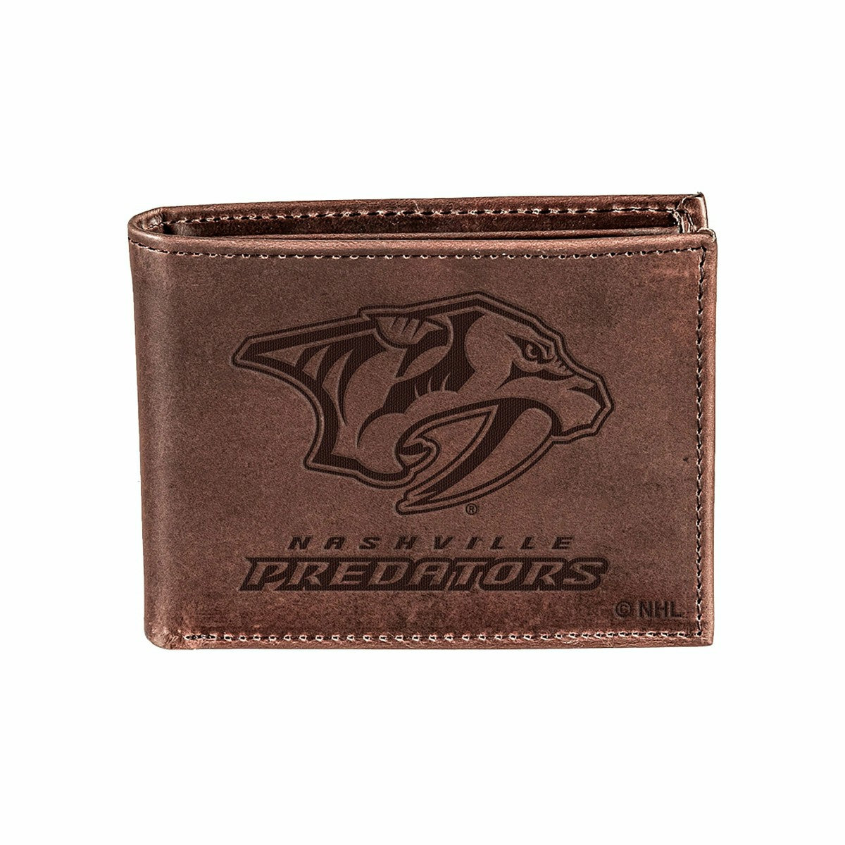 Nashville Predators, Bi-Fold Wallet, Brown, CH, 100% Genuine Leather, NHL, Home