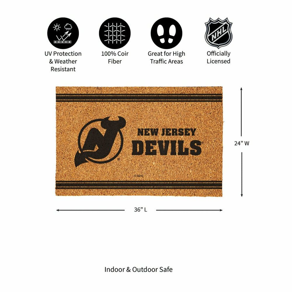 New Jersey Devils Large One Color Coir Mat, 36"x24", NHL