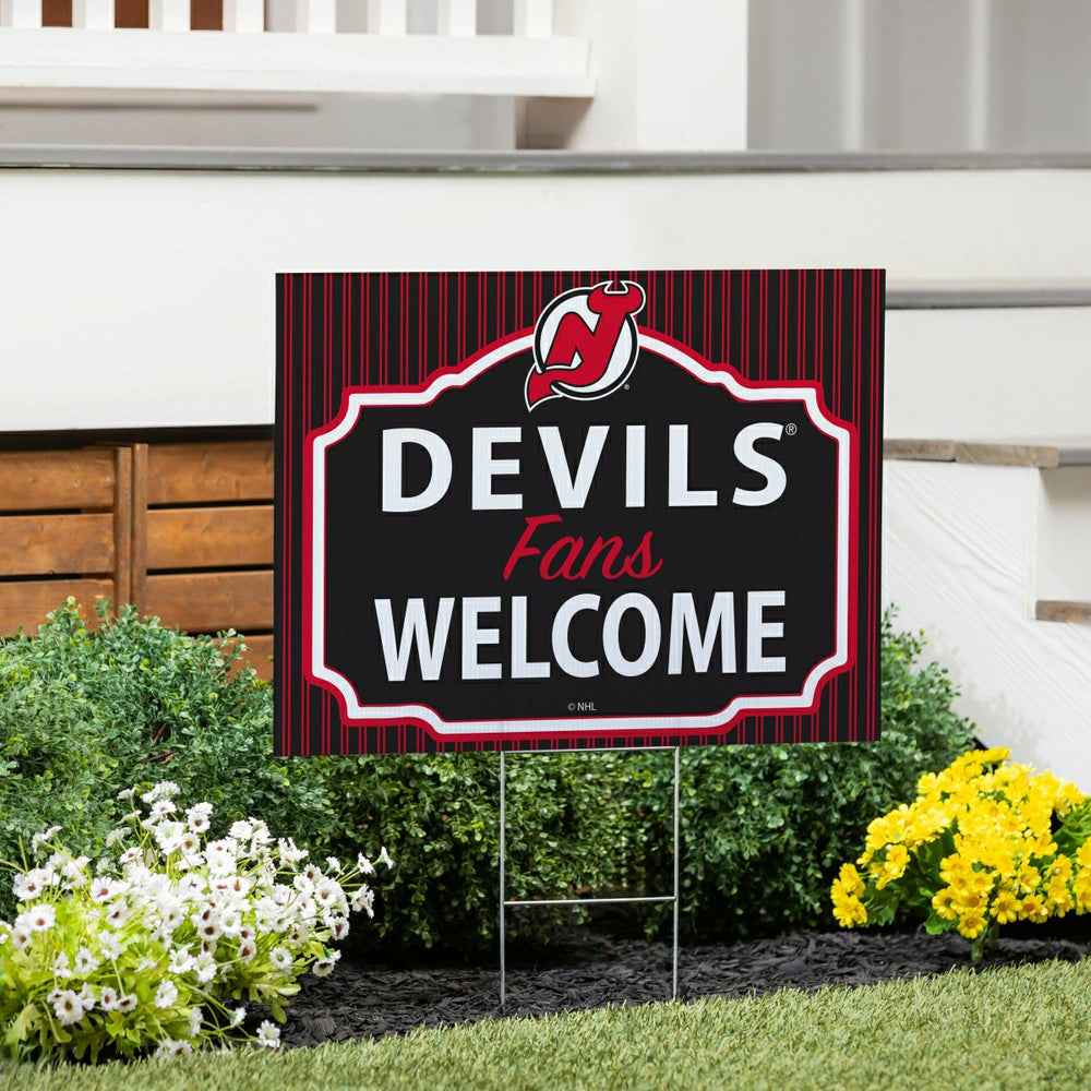New Jersey Devils Coroplast Yard Sign, "Fans Welcome", NHL, Home