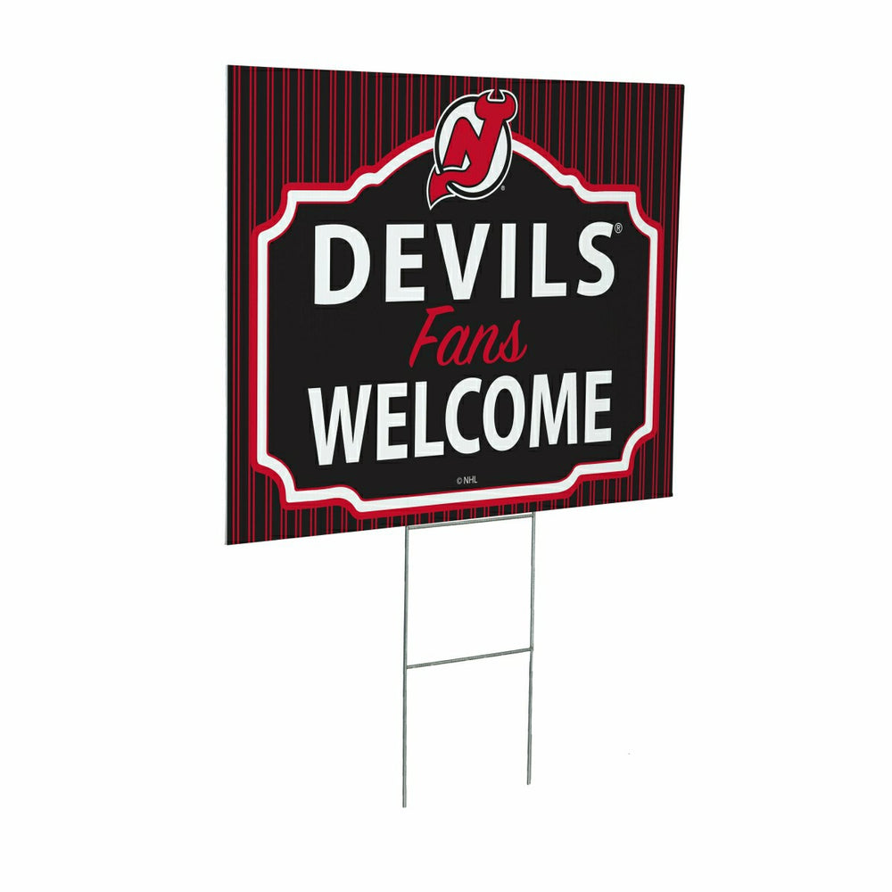 New Jersey Devils Coroplast Yard Sign, "Fans Welcome", NHL, Home