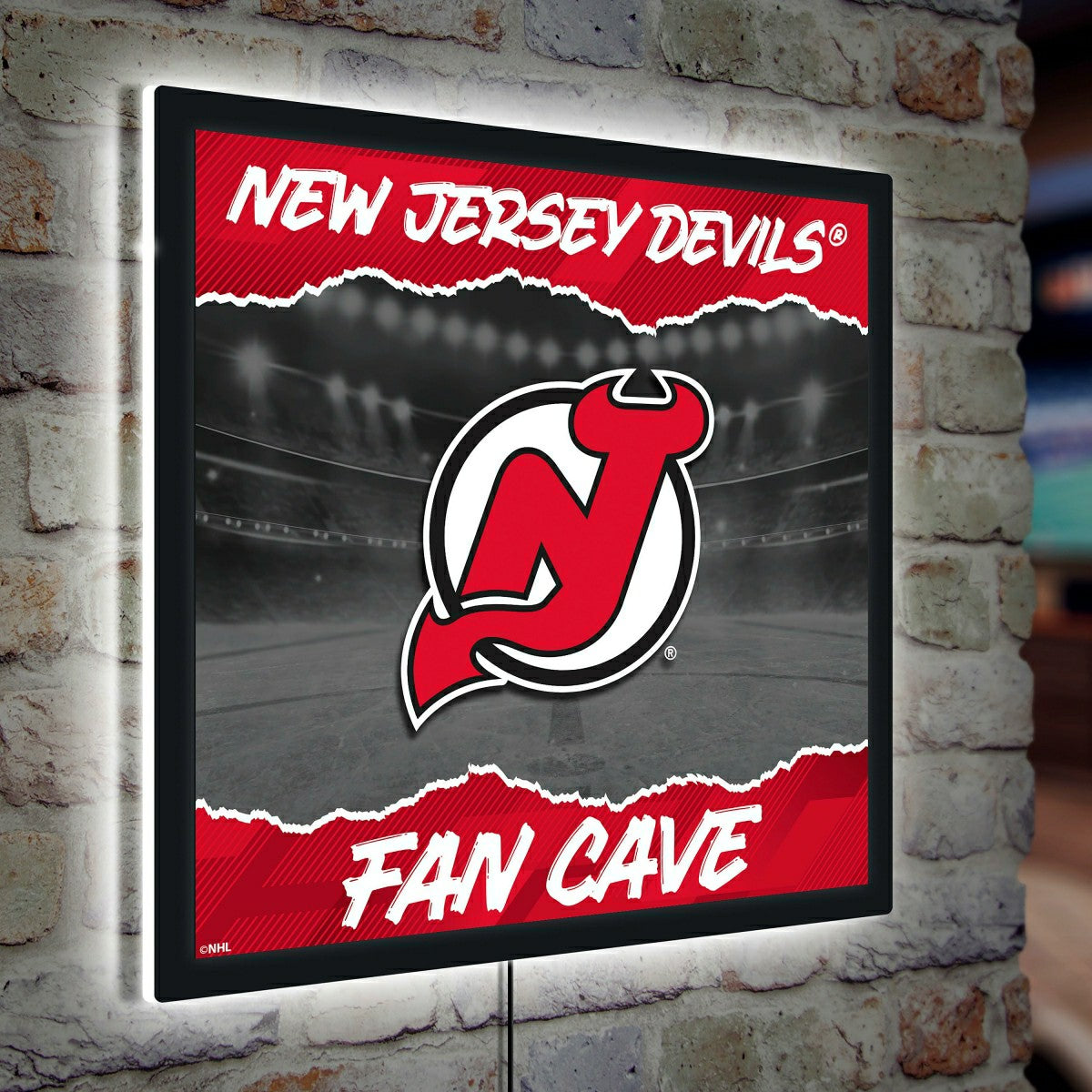 New Jersey Devils 23"H x 23"L LED Wall Decor, Edgelite, Square, NHL