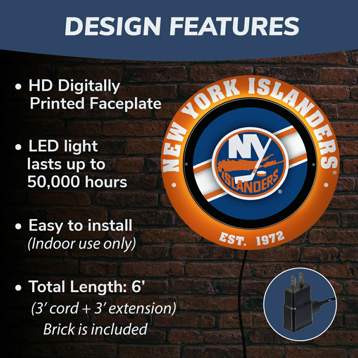 New York Islanders, Metal Lite, Round, NHL
