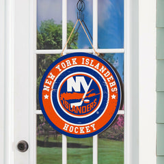 New York Islanders Round Door Décor with Hanging Rope, 18x18, NHL, Home