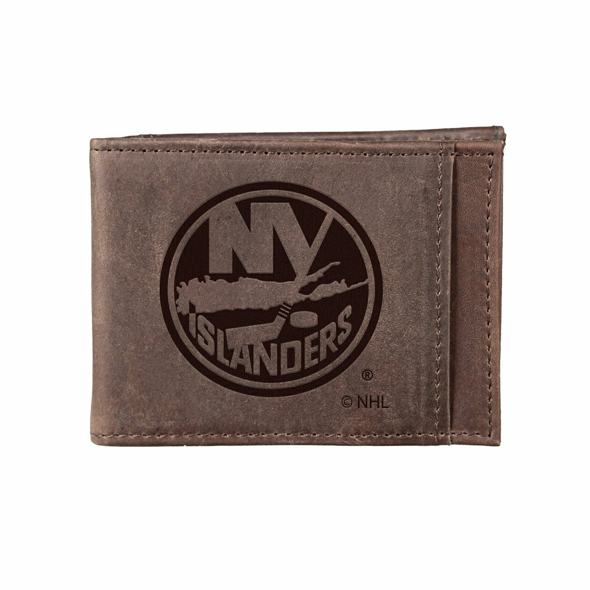 Front Pocket Wallet w/ RFID Blocking, New York Islanders, Brown, NHL, Home