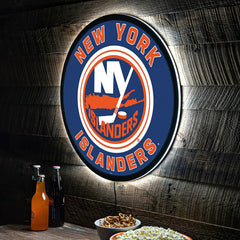 LED Wall Decor, Round, New York Islanders, NHL, Home