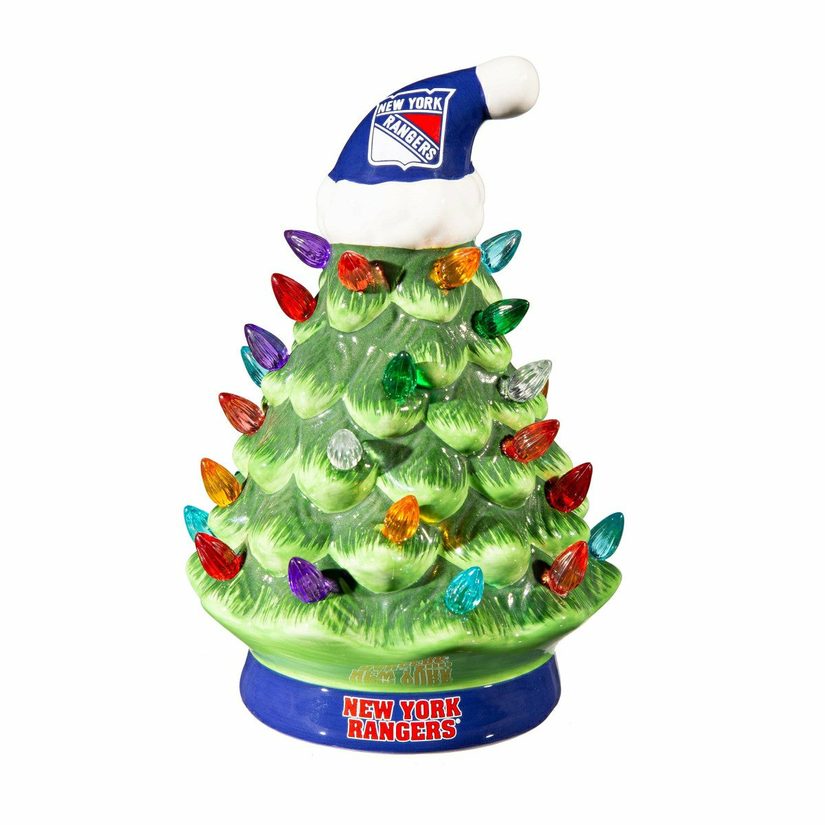 8" LED Ceramic Christmas Tree, New York Rangers, NHL, Home
