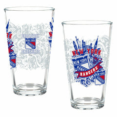 New York Rangers 16oz Glass pint, Set of 2, NHL, Home