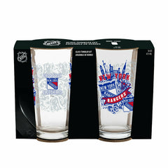 New York Rangers 16oz Glass pint, Set of 2, NHL, Home