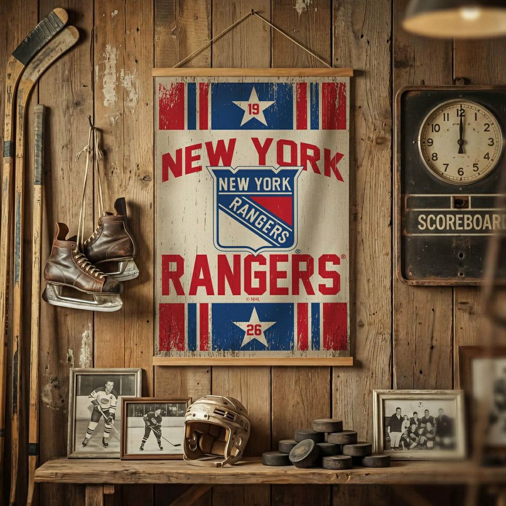 New York Rangers, Canvas Wall Tapestry, Medium, 36x24, NHL, Home