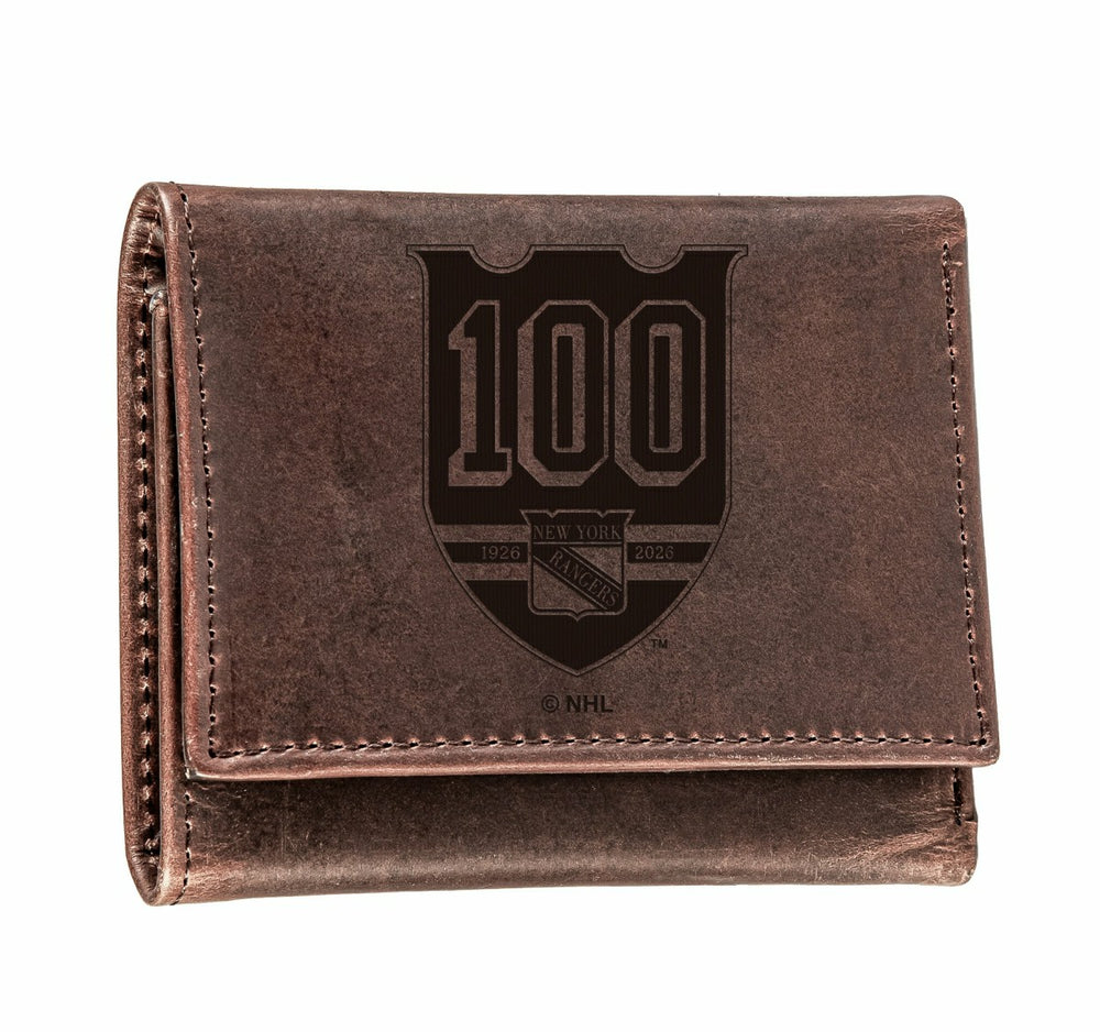 New York Rangers, 100 Anniversary Wallet, Tri-fold, Brown, NHL, Home