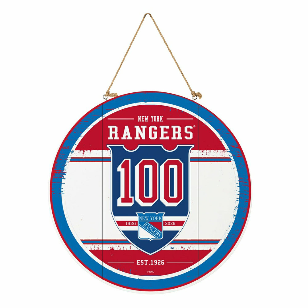 New York Rangers,100 Anniversary Round Door Decor with Hanging Rope, 1, NHL, Home