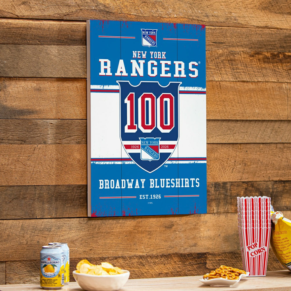 New York Rangers,100 Anniversary Wood Wall Sign, 16x24, NHL, Home