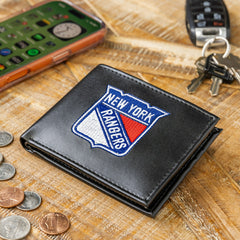 New York Rangers Black Bi-Fold Embroidered Wallet w/ RFID Blocking, NHL, Home