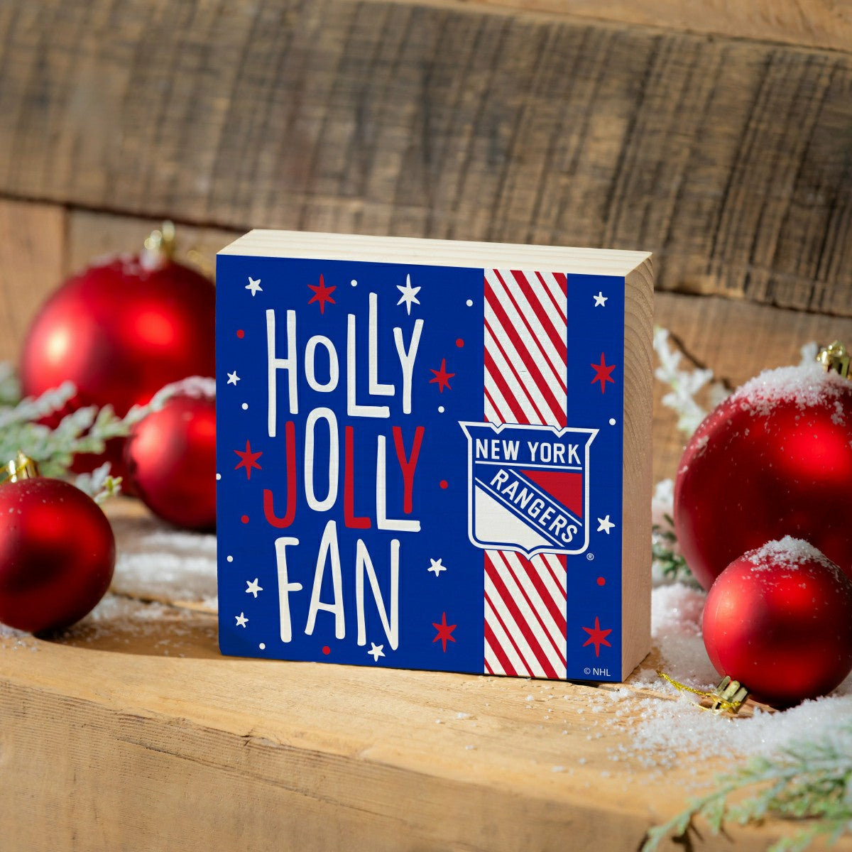 New York Rangers Block, Holiday, 6x6, NHL, Home