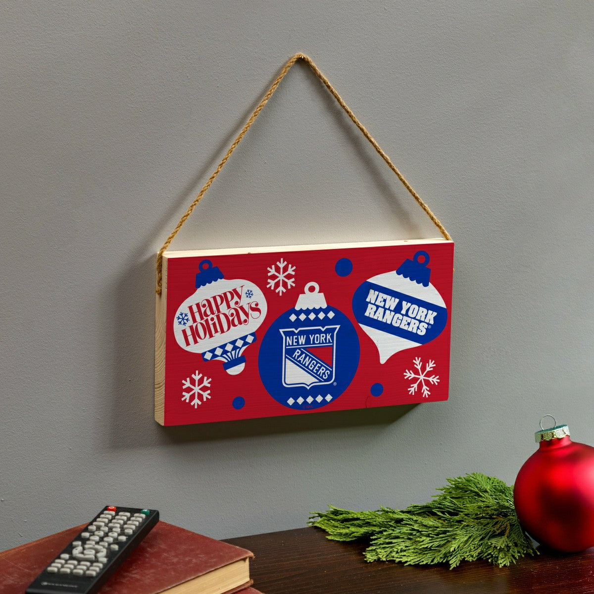 New York Rangers Holiday Wood Wall Sign, 6x11, NHL, Home