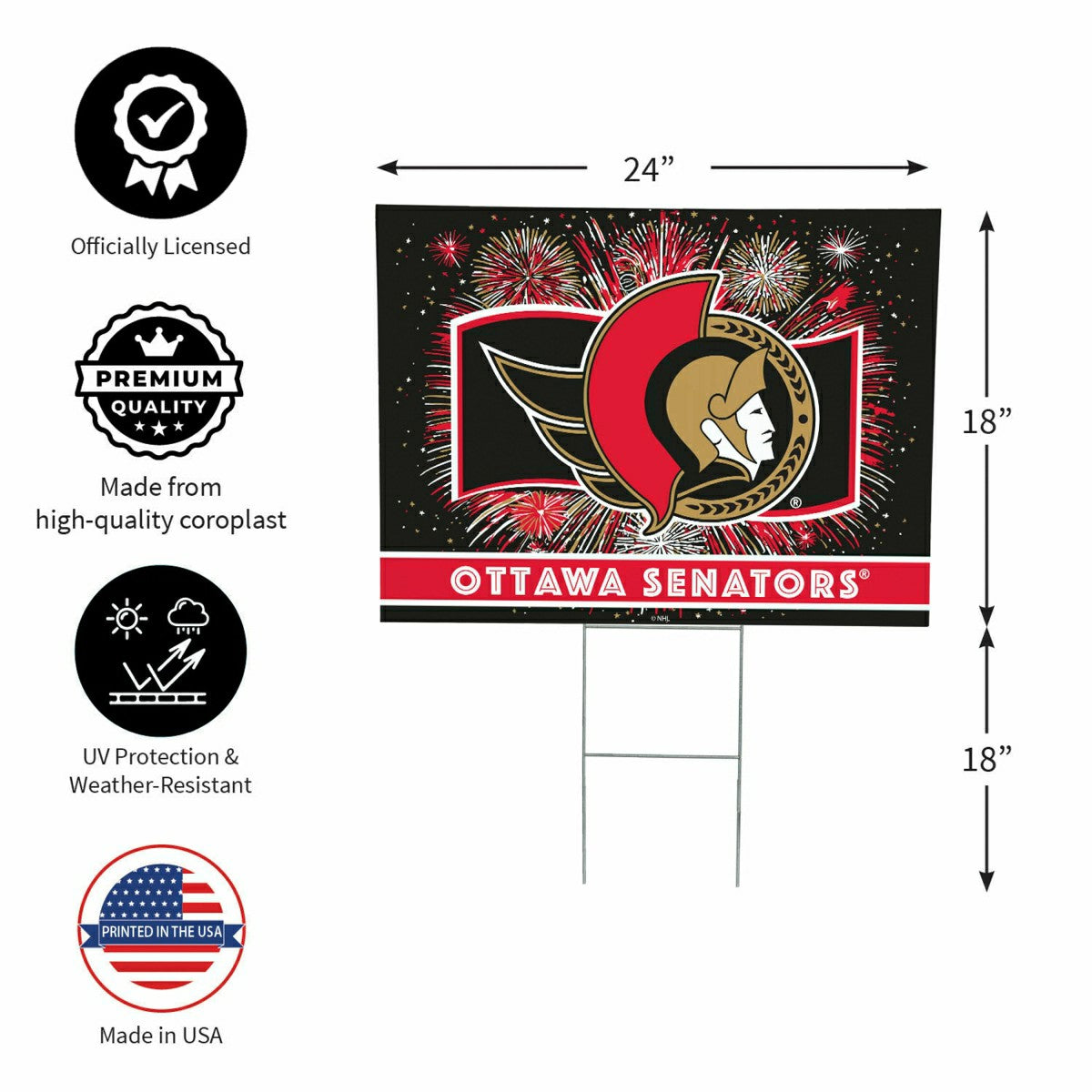 Ottawa Senators Yard Sign, Patriotic, NHL, Home