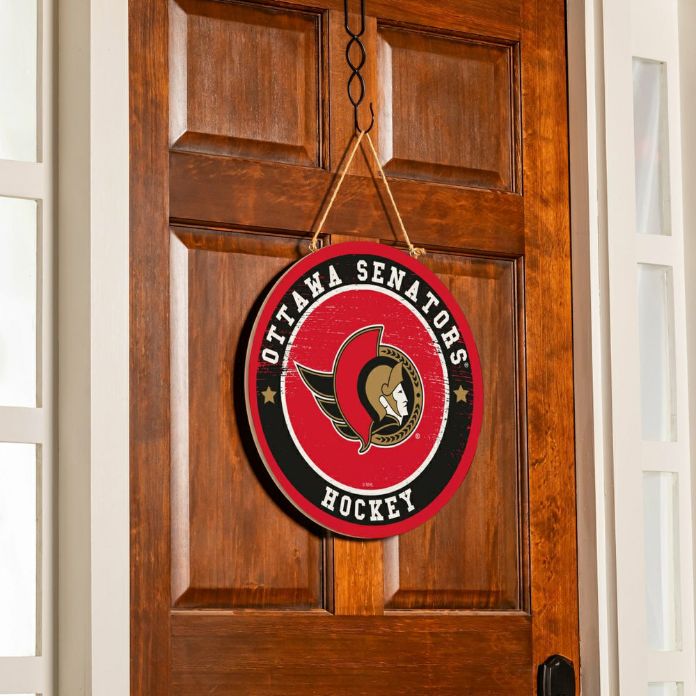 Ottawa Senators Round Door Décor with Hanging Rope, 18x18, NHL, Home