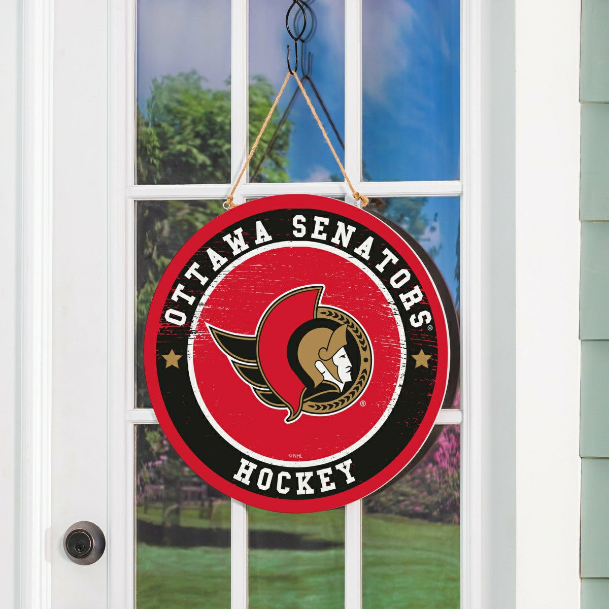 Ottawa Senators Round Door Décor with Hanging Rope, 18x18, NHL, Home