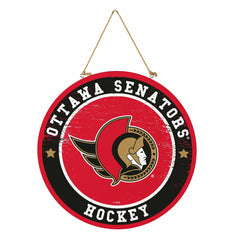Ottawa Senators Round Door Décor with Hanging Rope, 18x18, NHL, Home