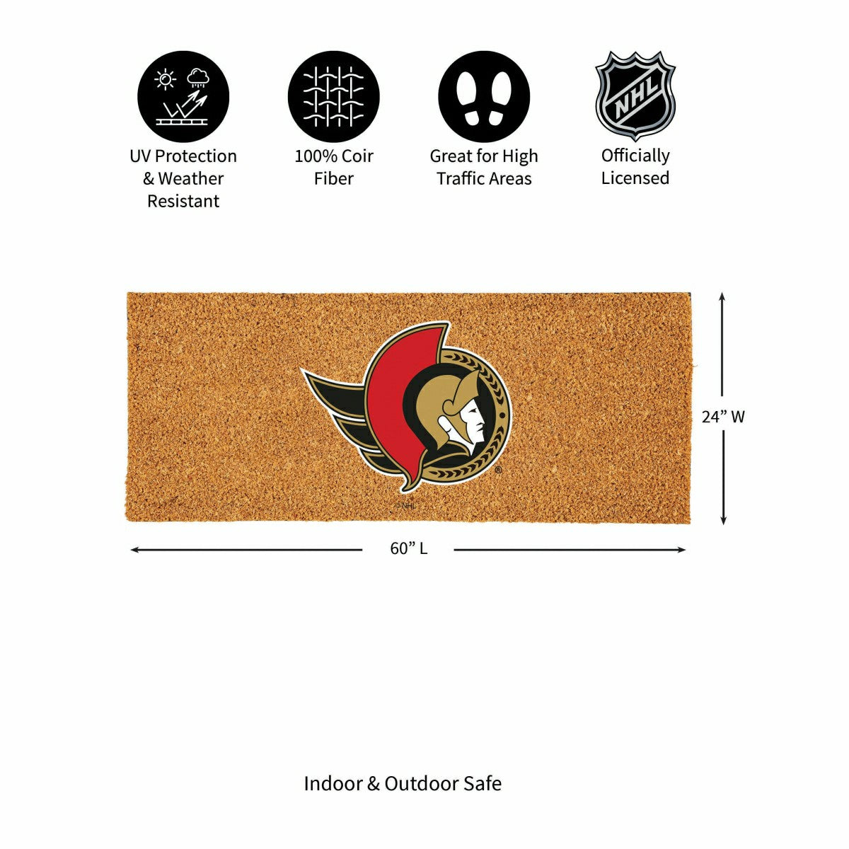 Ottawa Senators Extra Large Full Color Coir Mat, 60"x24", NHL