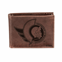Ottawa Senators, Bi-Fold Wallet, Brown, CH, 100% Genuine Leather, NHL, Home