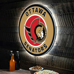 LED Wall Decor, Round, Ottawa Senators, NHL, Home