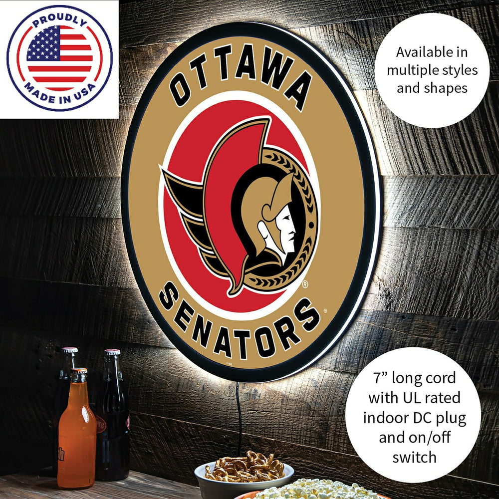 LED Wall Decor, Round, Ottawa Senators, NHL, Home