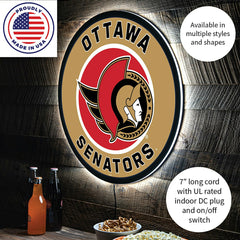 LED Wall Decor, Round, Ottawa Senators, NHL, Home