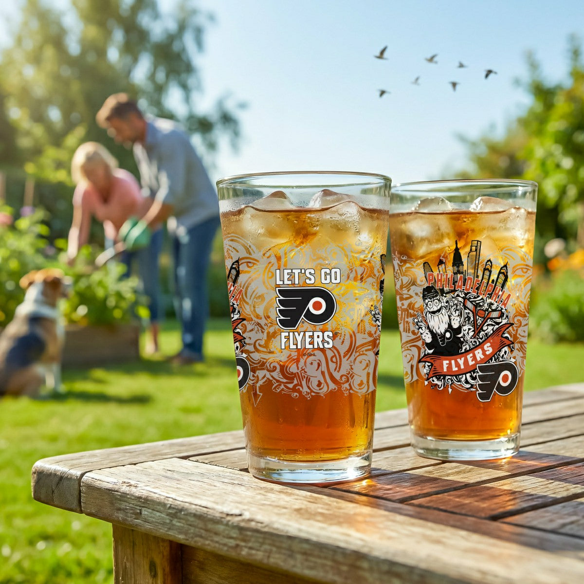 Philadelphia Flyers 16oz Glass pint, Set of 2, NHL, Home