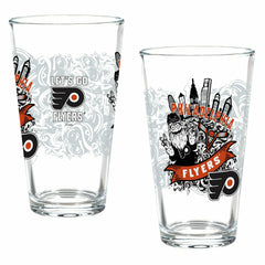 Philadelphia Flyers 16oz Glass pint, Set of 2, NHL, Home