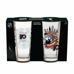 Philadelphia Flyers 16oz Glass pint, Set of 2, NHL, Home