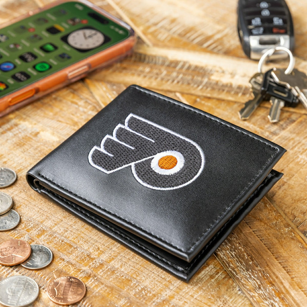 Philadelphia Flyers Black Bi-Fold Embroidered Wallet, NHL, Home