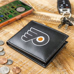 Philadelphia Flyers Black Bi-Fold Embroidered Wallet, NHL, Home