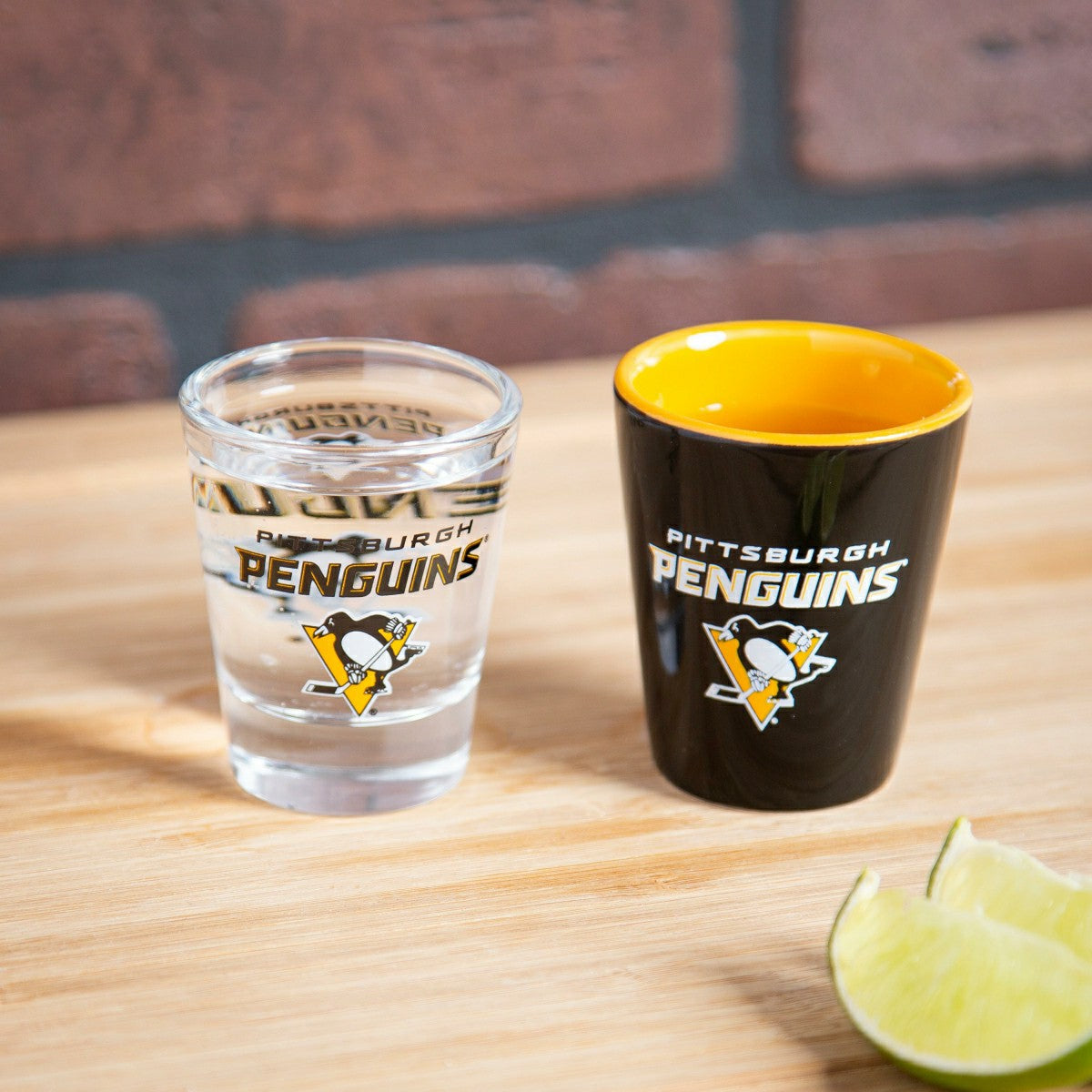 Pittsburgh Penguins 4-Piece Ceramic and Glass 2oz. Shot Glass Set, NHL, Home