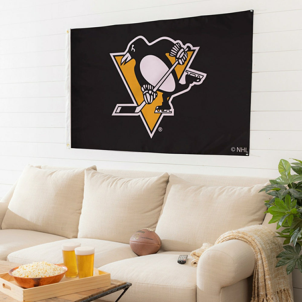 Pittsburgh Penguins Single Sided Estate Flag with 2 Grommets, 3'x5', NHL, Home