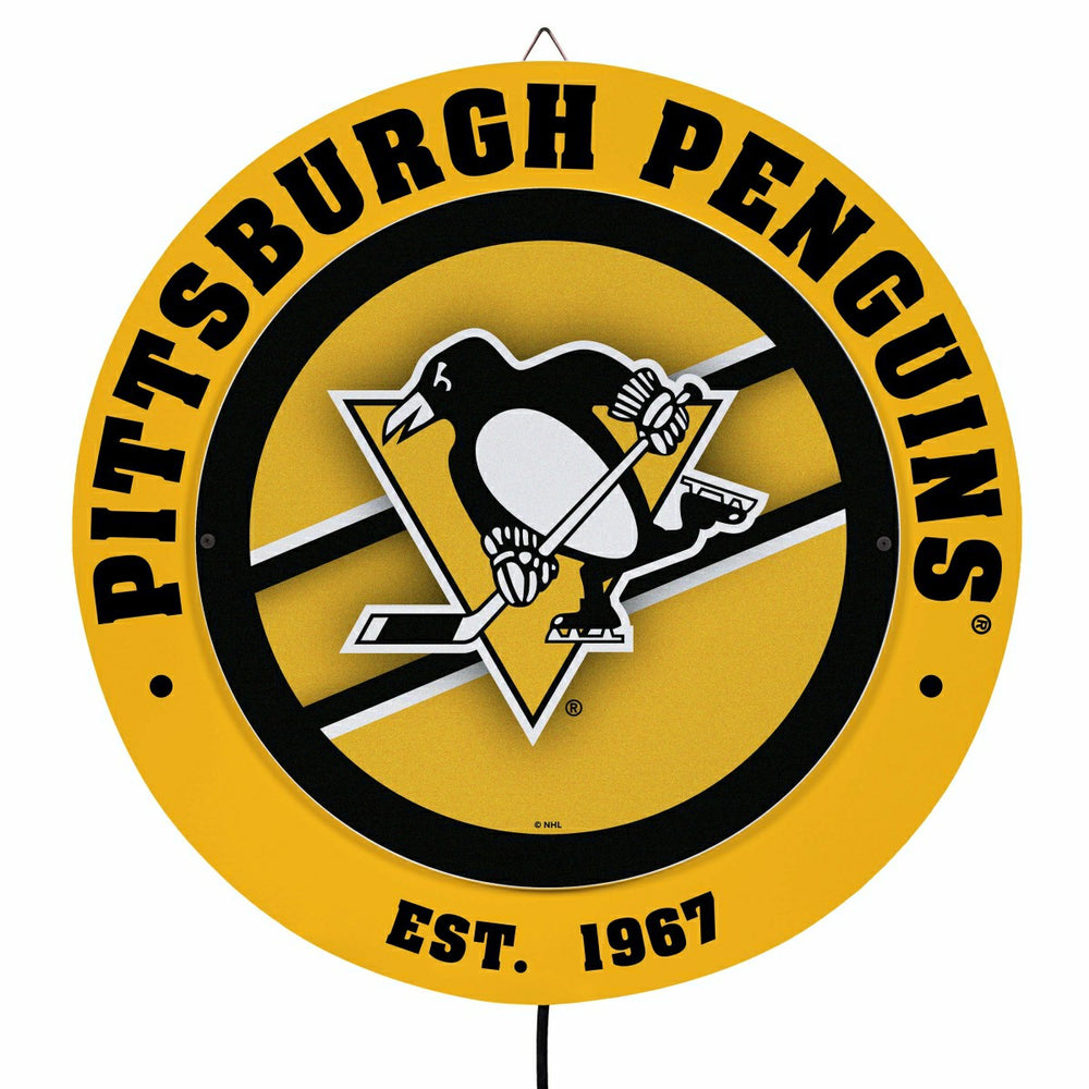 Pittsburgh Penguins, Metal Lite, Round, NHL