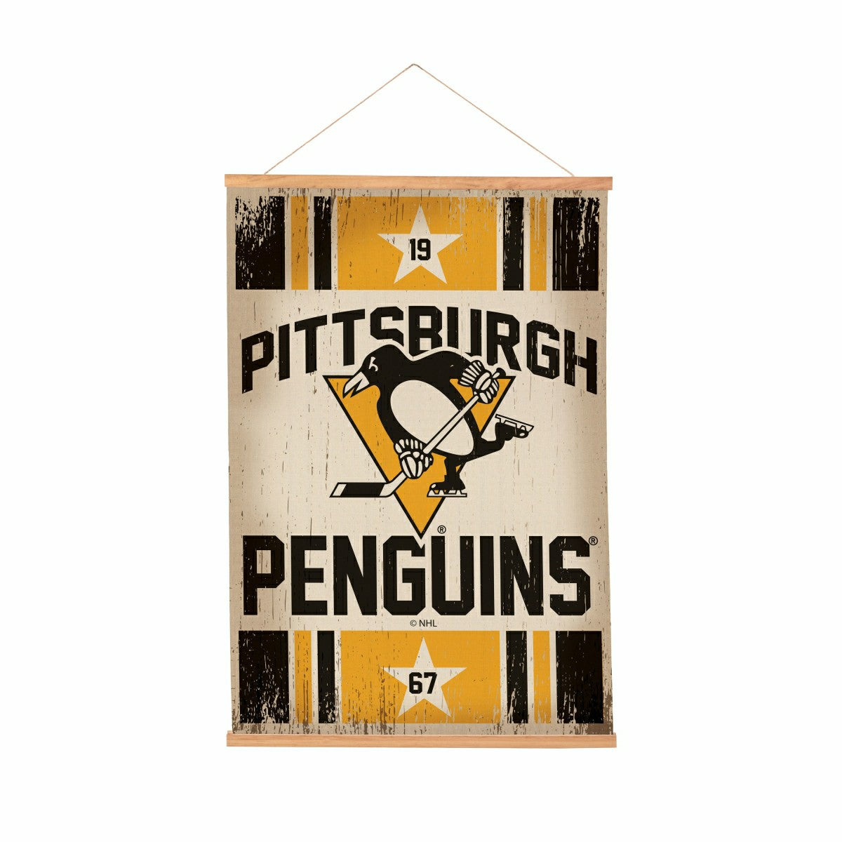 Pittsburgh Penguins, Canvas Wall Tapestry, Medium, 36x24, NHL, Home