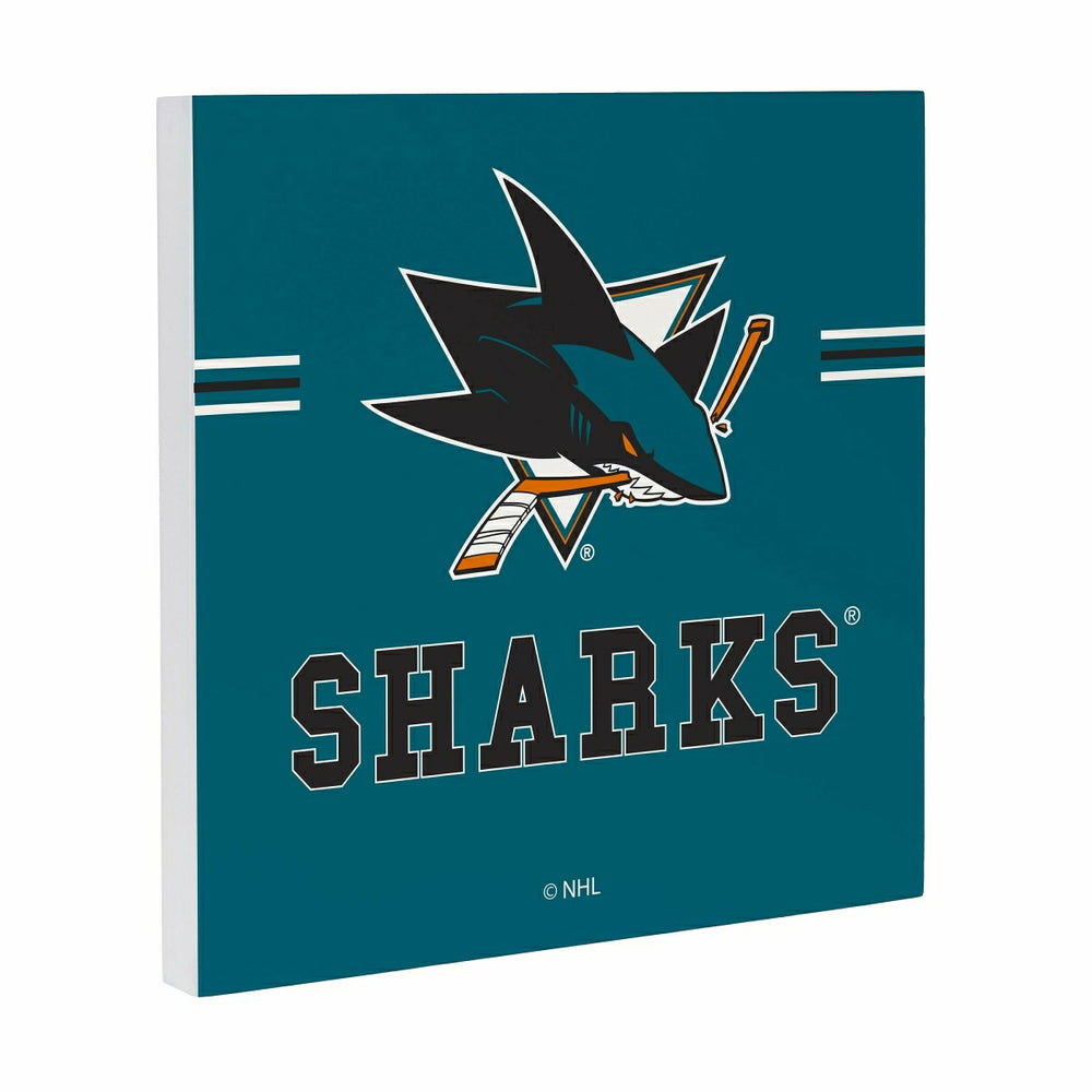 San Jose Sharks Wood Wall Sign, 12x12, NHL, Home